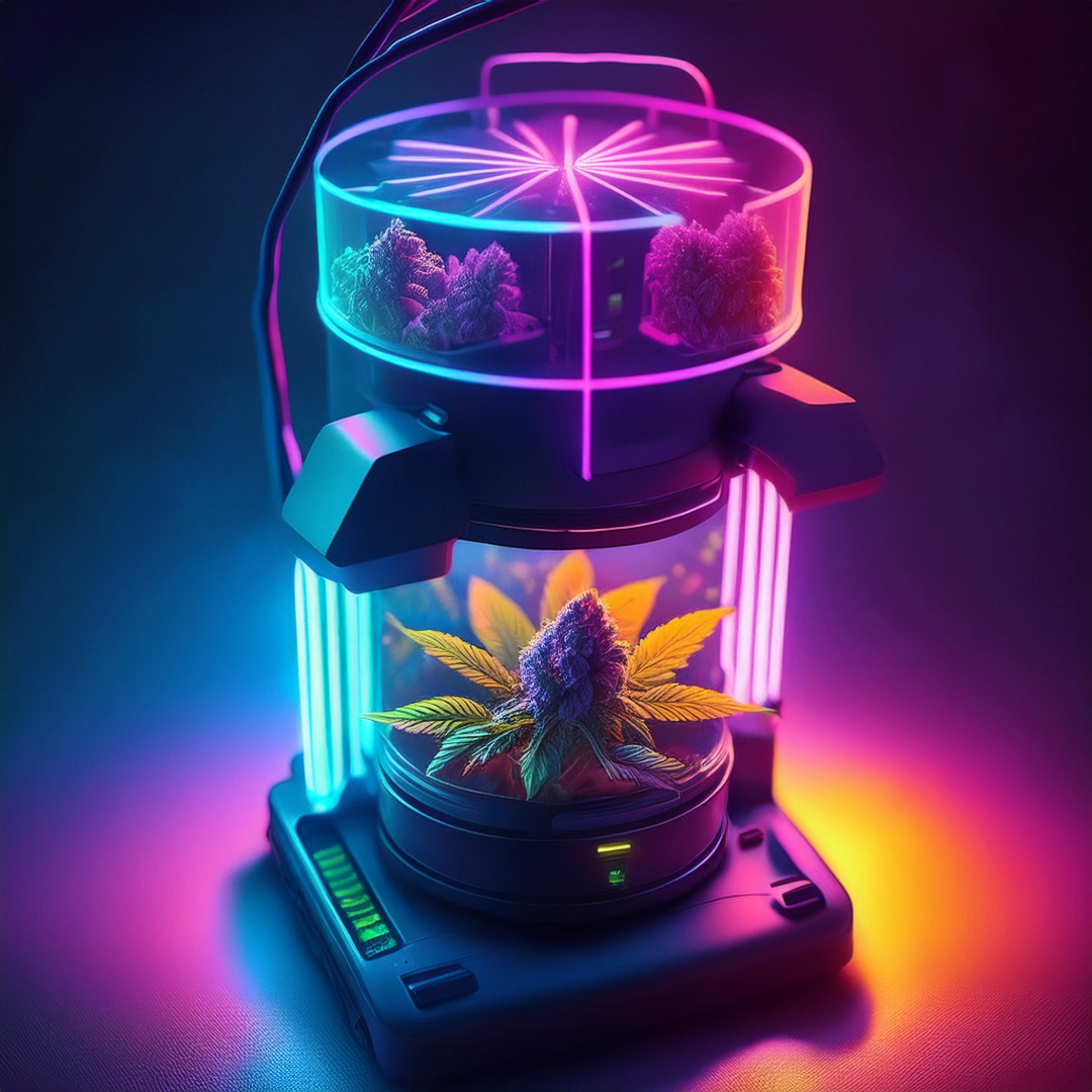 Automatic bowl trimmer filled with sugar leaf and flower