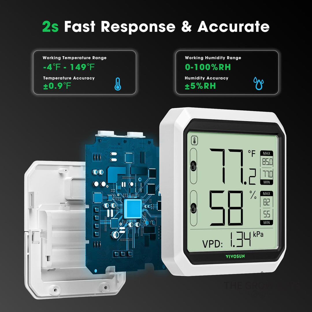 Bluetooth Hygrometer Thermometer by VIVOSUN AeroLab – Dual-Sensor Smart Monitoring