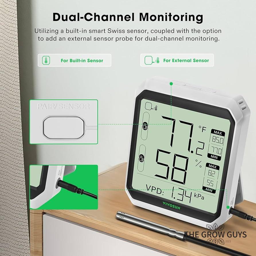Bluetooth Hygrometer Thermometer by VIVOSUN AeroLab – Dual-Sensor Smart Monitoring