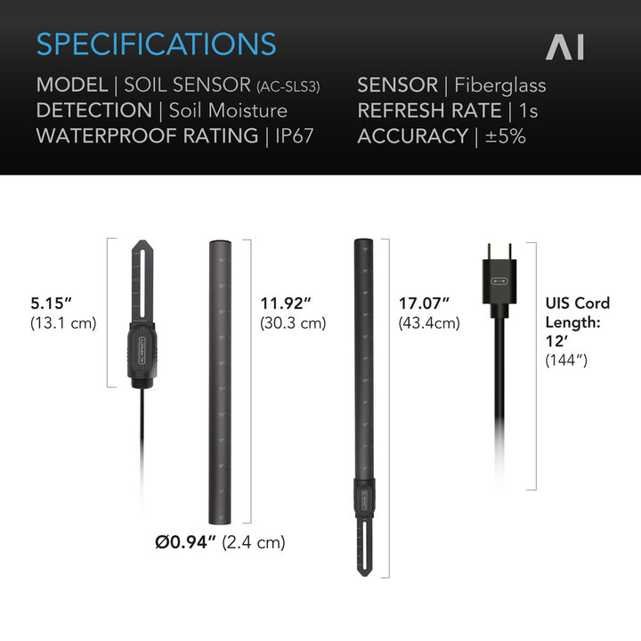 Soil Sensor for Controller AI+ by AC Infinity – Moisture Monitor Plug-In