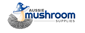 Aussie Mushroom grow kit with CO₂ bag and humidifier inside indoor tent