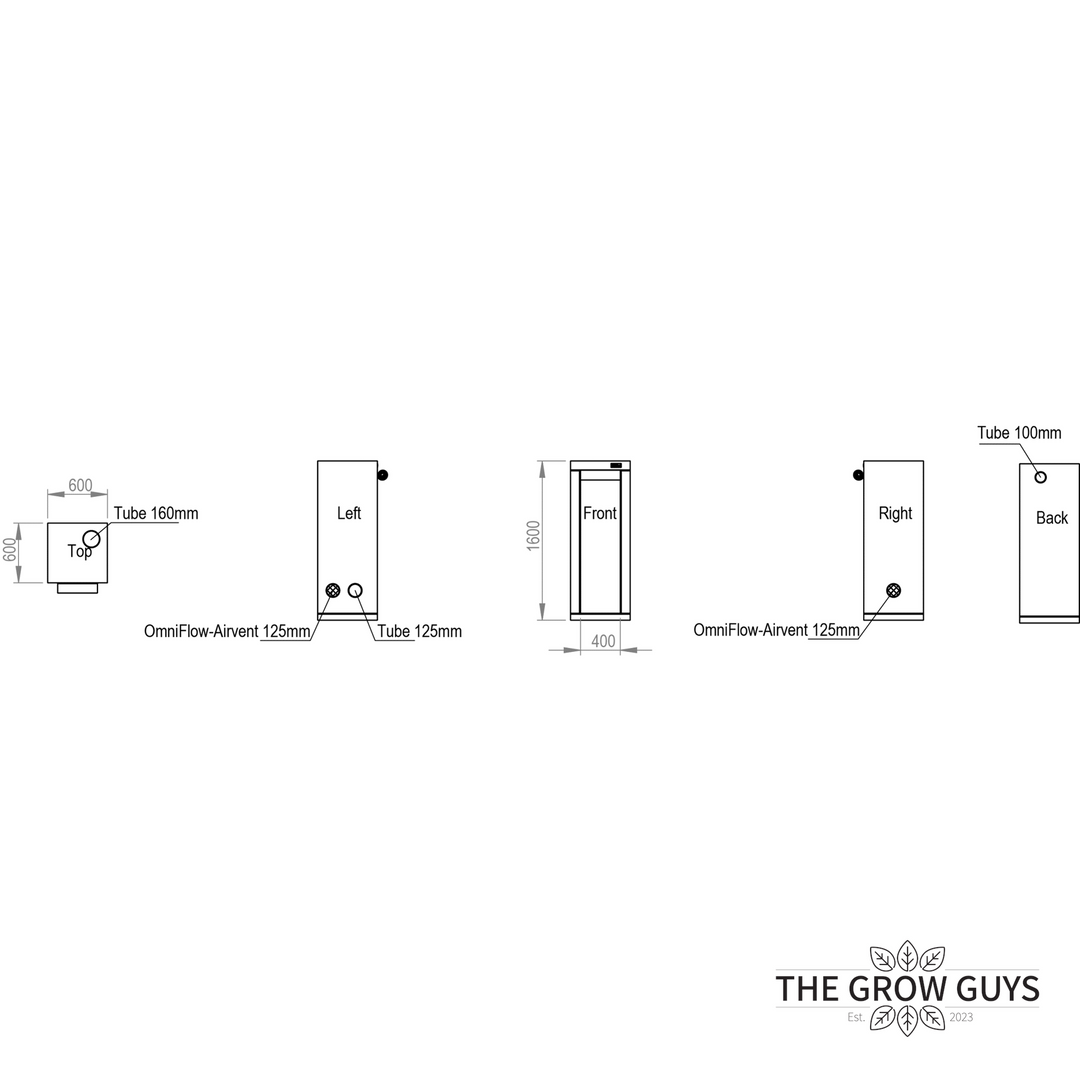 0.6 x 0.6 x 1.6m Grow Tent — Ambient Q60+ by HOMEbox