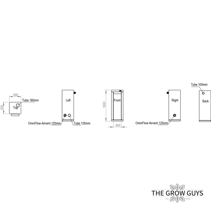 0.6 x 0.6 x 1.6m Grow Tent — Ambient Q60+ by HOMEbox