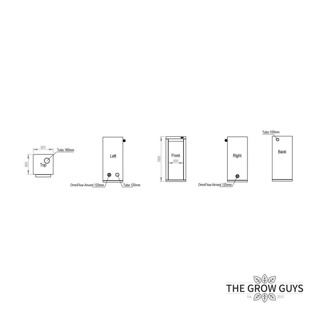 0.8 x 0.8 x 1.8m Grow Tent — Ambient Q80+ by HOMEbox