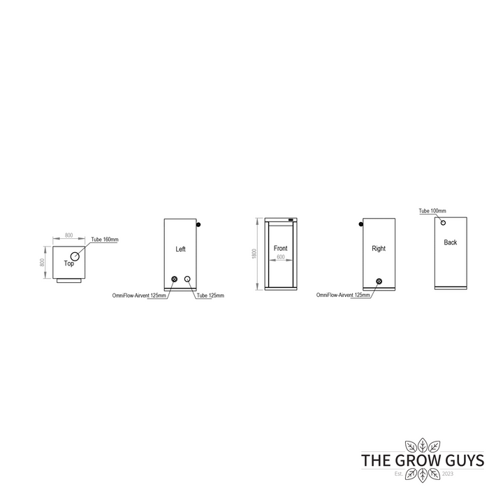 0.8 x 0.8 x 1.8m Grow Tent — Ambient Q80+ by HOMEbox