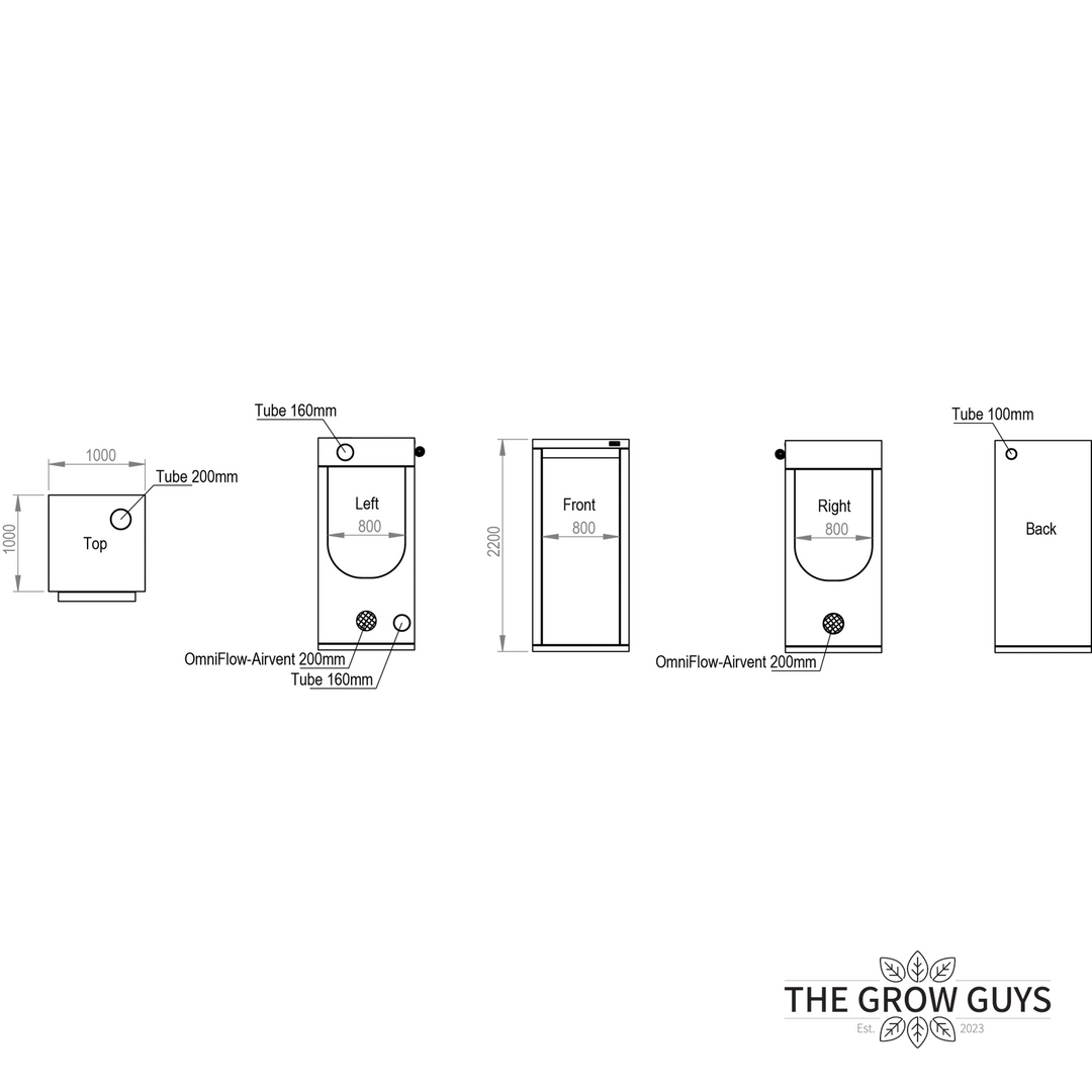 1 x 1 x 2.2m Grow Tent — Ambient Q100+ by HOMEbox