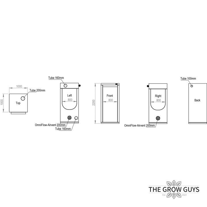1 x 1 x 2.2m Grow Tent — Ambient Q100+ by HOMEbox