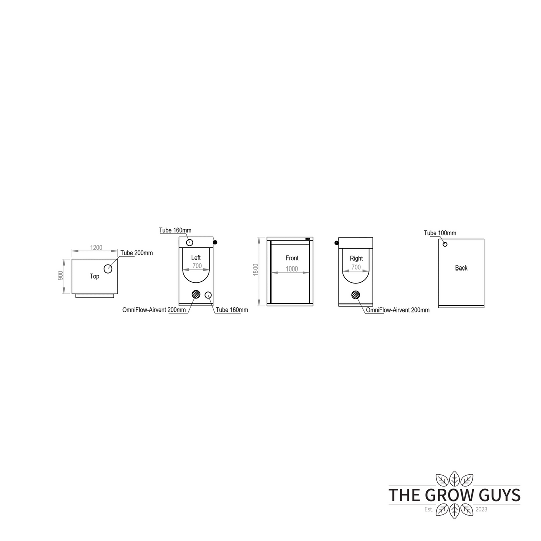 1.2 x 0.9 x 1.8m Grow Tent — Ambient R120 by HOMEbox