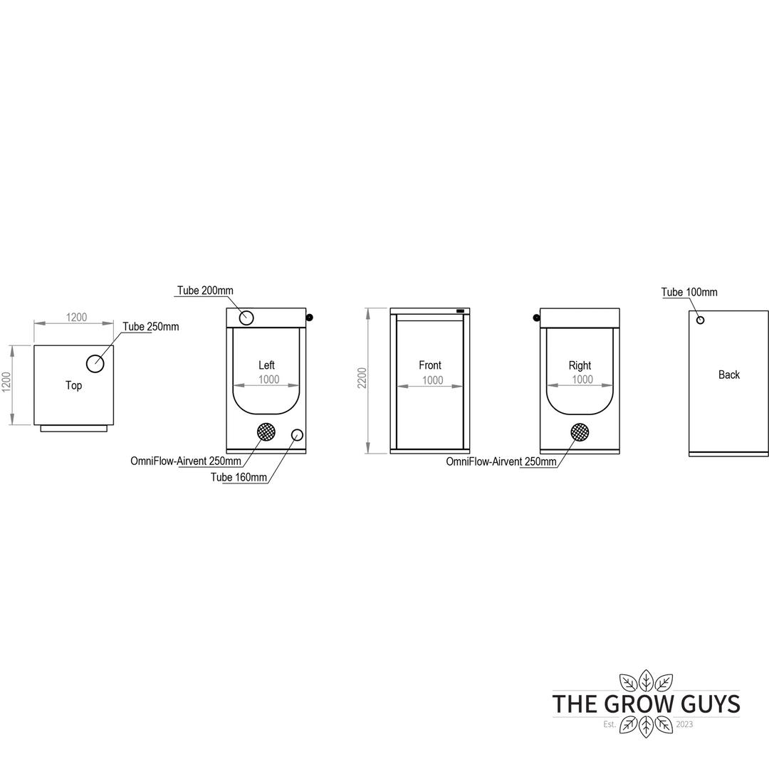 1.2 x 1.2 x 2.2m Grow Tent — Ambient Q120+ by HOMEbox