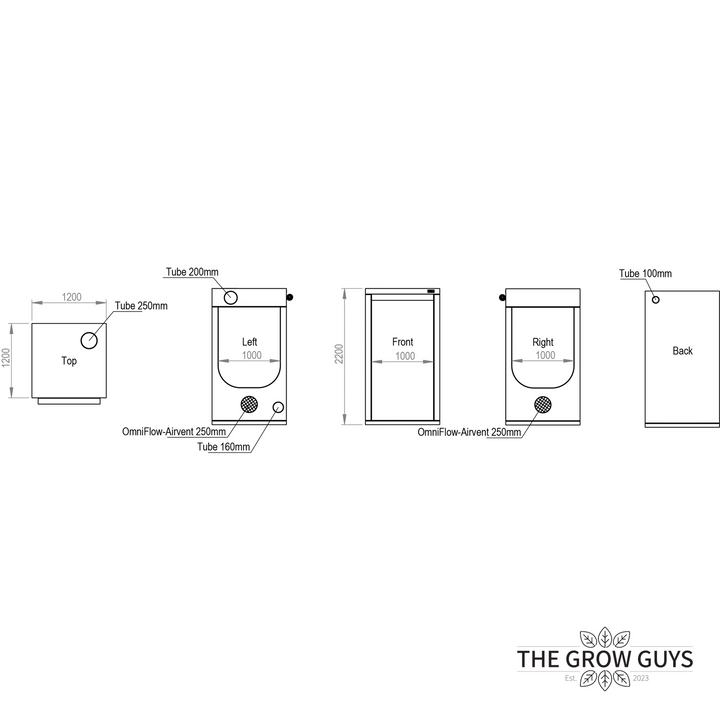 1.2 x 1.2 x 2.2m Grow Tent — Ambient Q120+ by HOMEbox