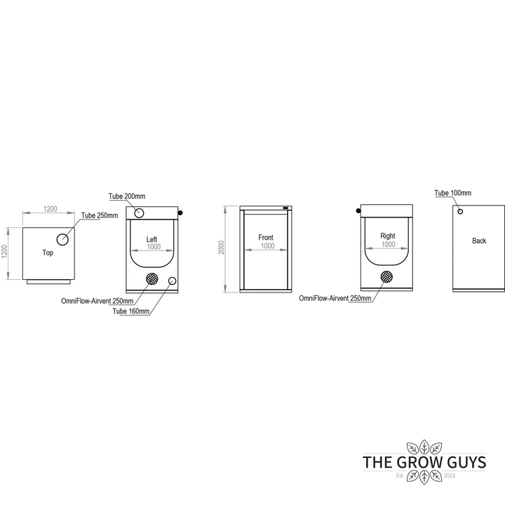 1.2 x 1.2 x 2m Grow Tent — Ambient Q120 by HOMEbox
