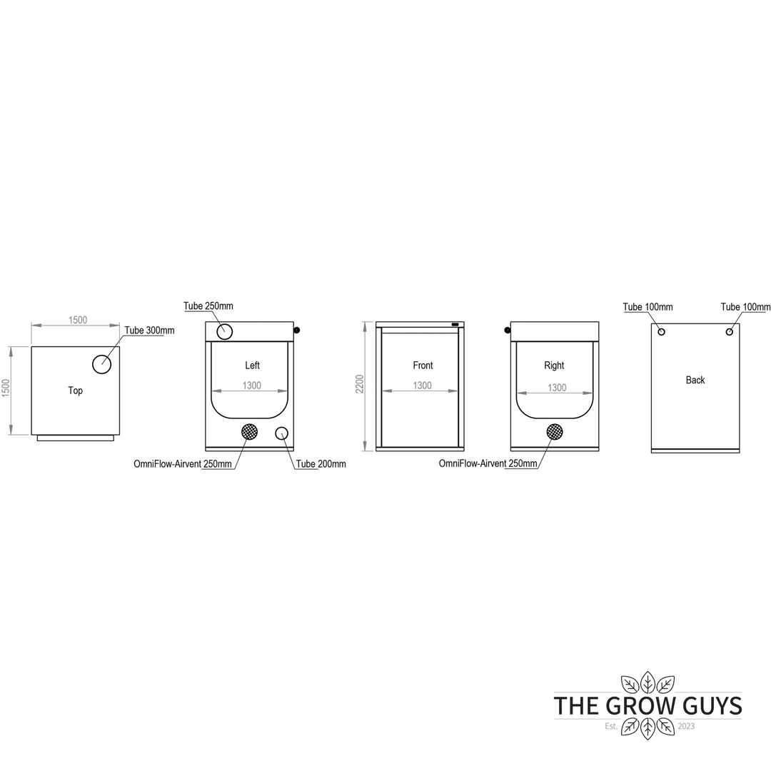 1.5 x 1.5 x 2.2m Grow Tent — Ambient Q150+ by HOMEbox