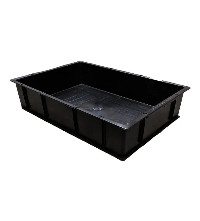Crop Box Tub Black Solid Base — Stackable Hydroponic Reservoir for DWC, Mixing & Storage