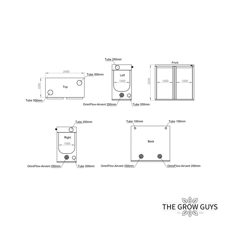 2.4 x 1.2 x 2.2m Grow Tent — Ambient R240+ by HOMEbox