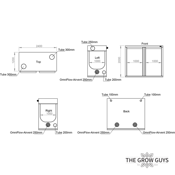 2.4 x 1.2 x 2m Grow Tent — Ambient R240 by HOMEbox