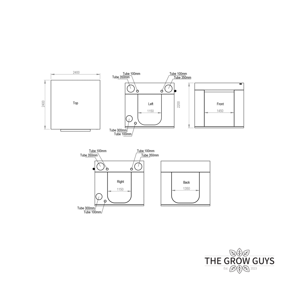 2.4 x 2.4 x 2.2m Grow Tent — Ambient Q240+ by HOMEbox