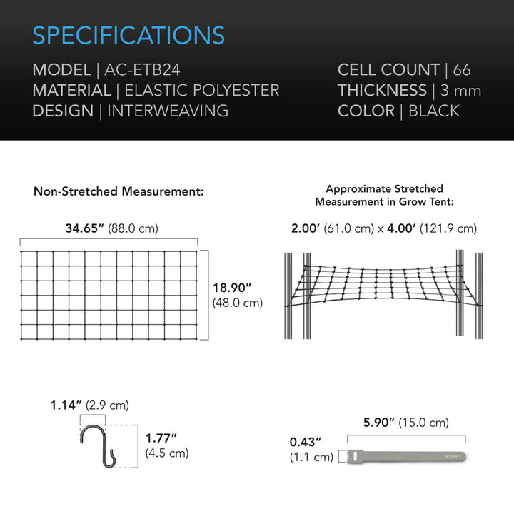 Trellis Netting by AC Infinity – Flexible Elastic Cords