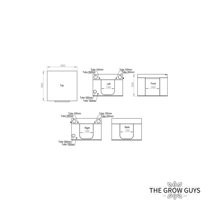 3 x 3 x 2.2m Grow Tent — Ambient Q300+ by HOMEbox