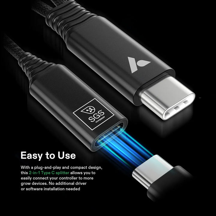 USB-C Splitter for GrowHub Controller E42A by VIVOSUN - smart grow controller expansion cable
