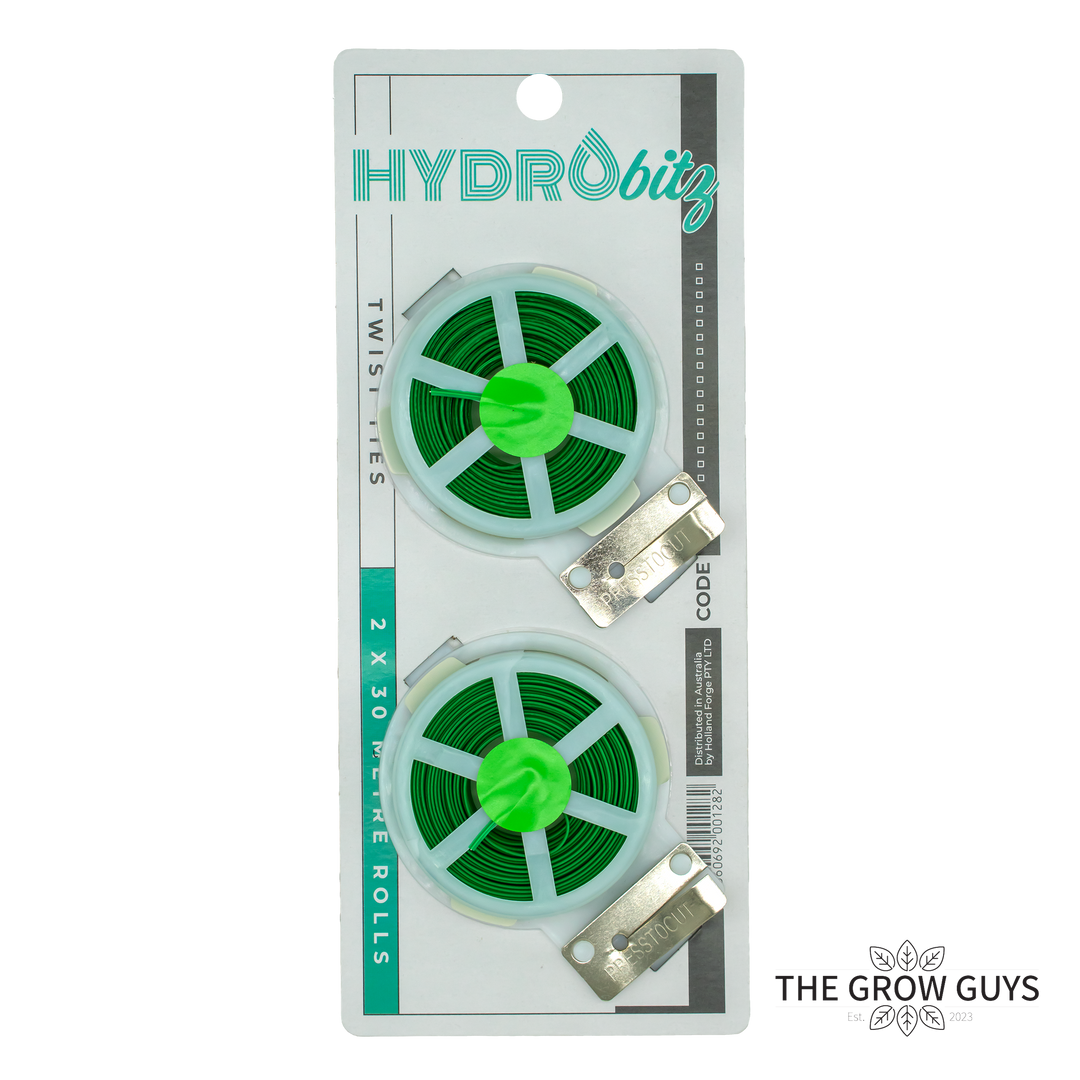 30m Twist Tie Twin Spool by Hydro Bitz — Plant Training & Garden Tie Wire