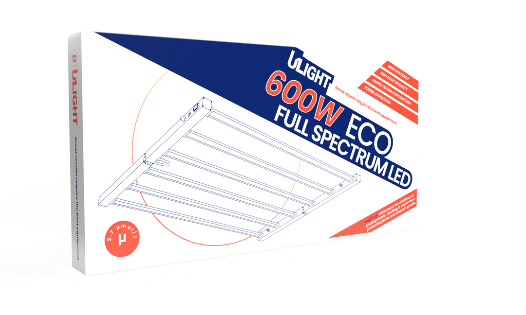 600W ECO LED Grow Light by ULight — Samsung Diodes, IP65 Full Spectrum, Dimmable