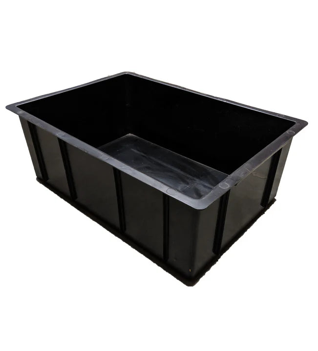 Crop Box Tub Black Solid Base — Stackable Hydroponic Reservoir for DWC, Mixing & Storage