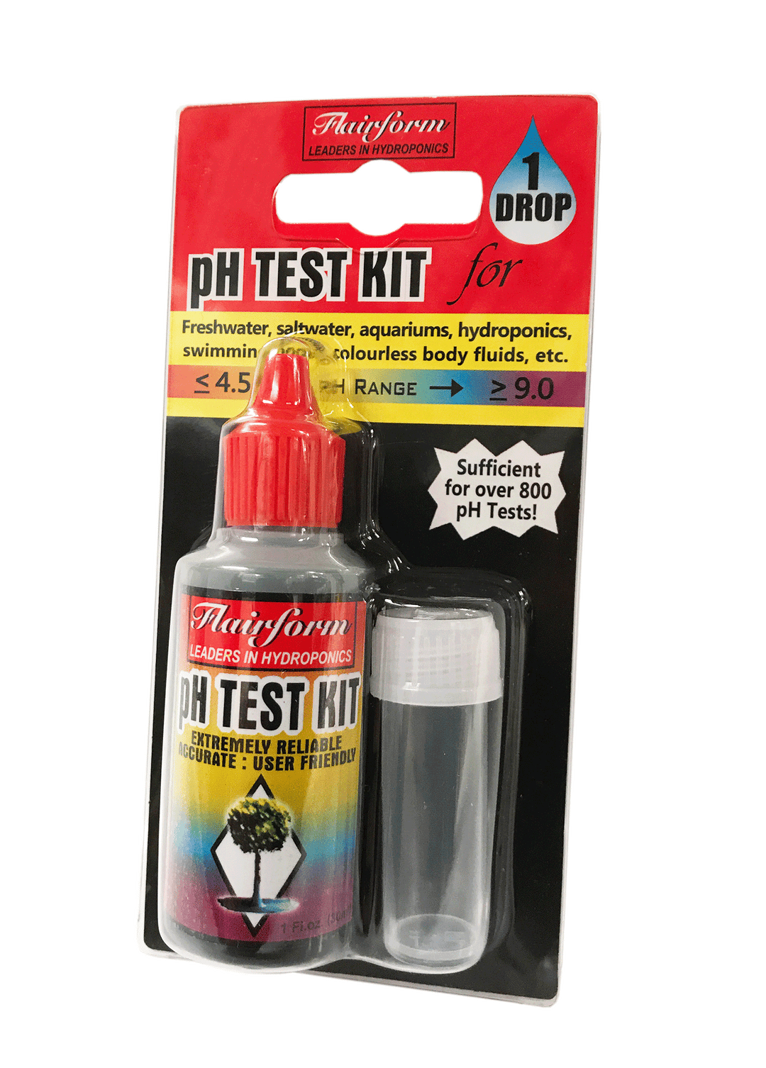 pH Test Kit by Flairform — Liquid pH Tester for Hydroponics (800 Tests)