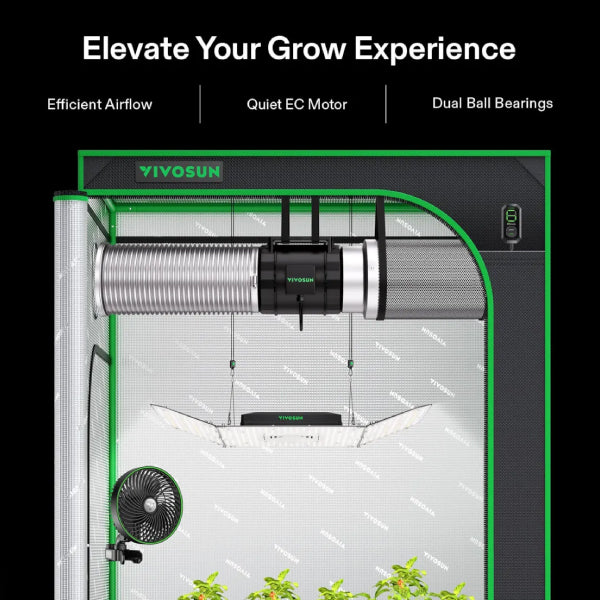AeroZesh Smart Grow Tent Ventilation Kit by VIVOSUN - inline fan, carbon filter & controller system