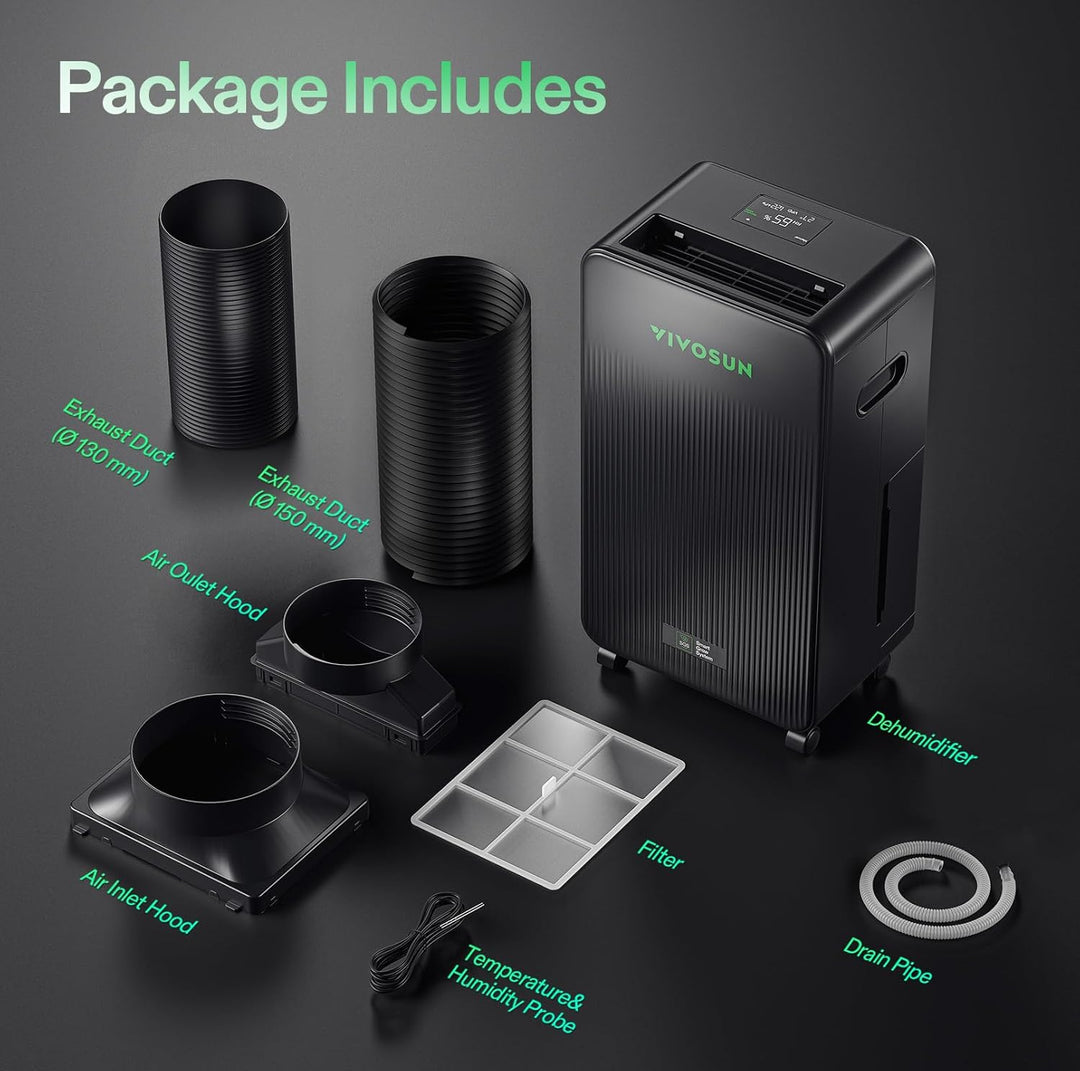 AeroDrain D12 smart dehumidifier by VIVOSUN - up to 12L/day moisture control