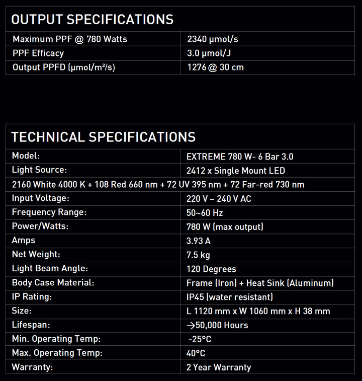 Extreme 780W Dual Spectrum LED Grow Light by Digi-Lumen — 6-Bar Bi-Fold UV + Far-Red