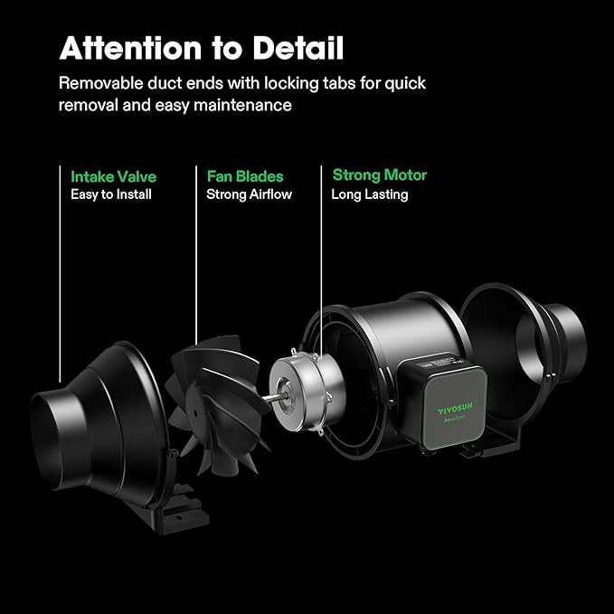 AeroZesh Smart Grow Tent Ventilation Kit by VIVOSUN - inline fan, carbon filter & controller system