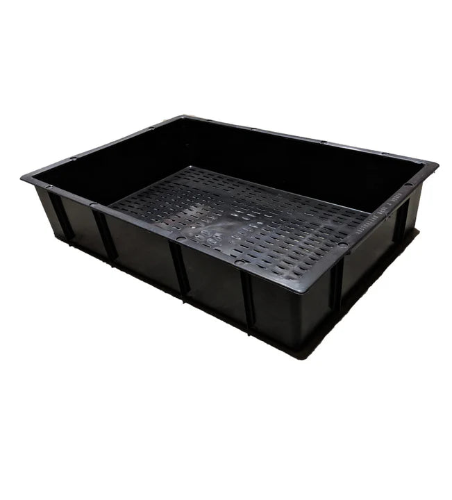 Crop Box Tub Black Grated Base — Stackable Hydroponic Tub for DWC, Cloning & Propagation
