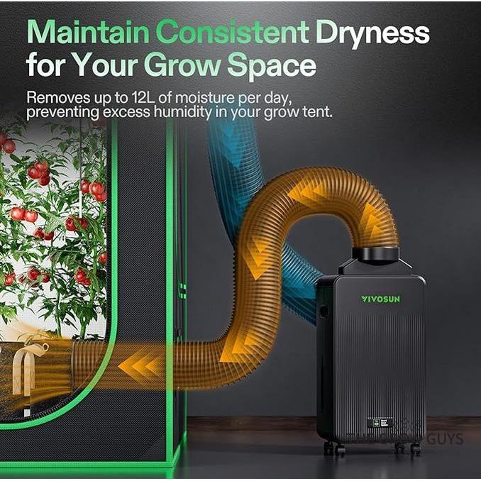 AeroDrain D12 Smart Dehumidifier by Vivosun — 12L/day Grow Tent Moisture Control