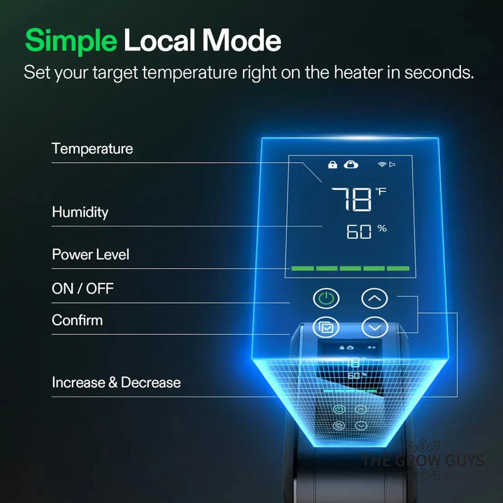AeroFlux Smart Grow Tent Heater by VIVOSUN — 700W PTC Heater with App Control & VPD Sensing