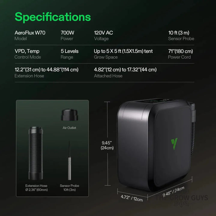 AeroFlux Smart Grow Tent Heater by VIVOSUN — 700W PTC Heater with App Control & VPD Sensing