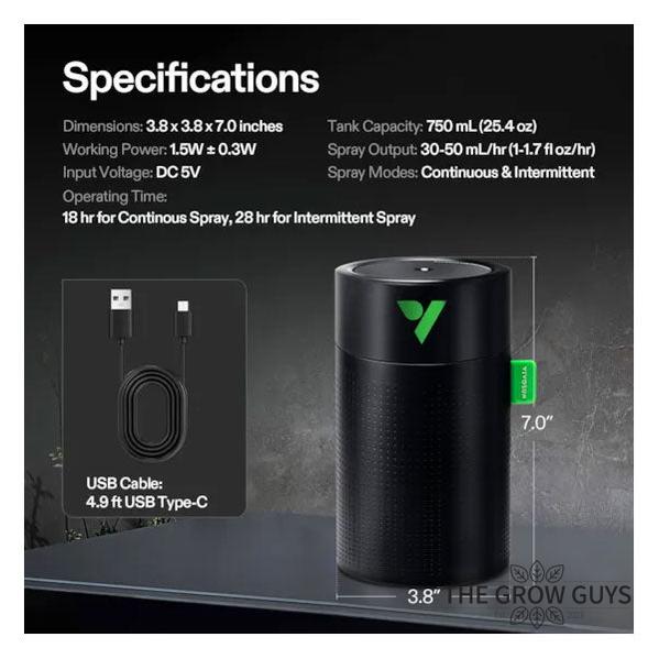 AeroStream 750ml USB Humidifier by Vivosun — Compact Ultrasonic Cool Mist