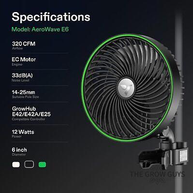 AeroWave E Series Clip Fan by Vivosun — EC Motor, Oscillating, App-Controlled