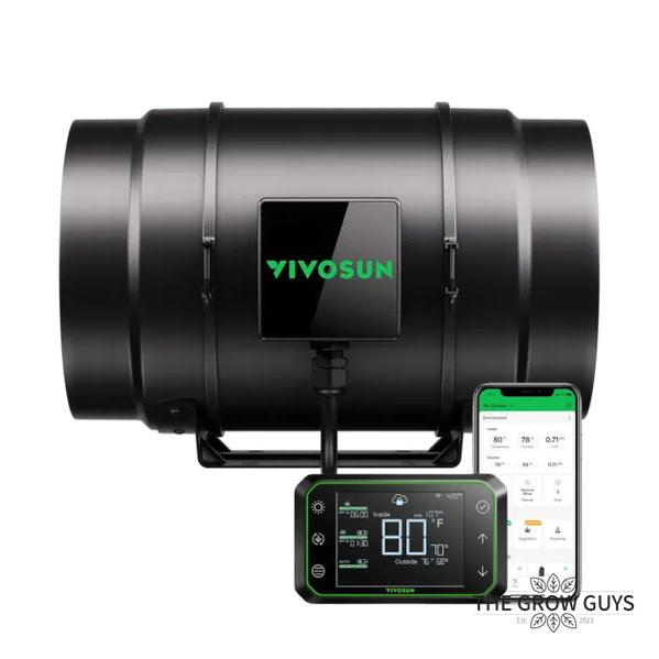 AeroZesh Inline Fan with E42A Controller by VIVOSUN - smart grow tent exhaust fan
