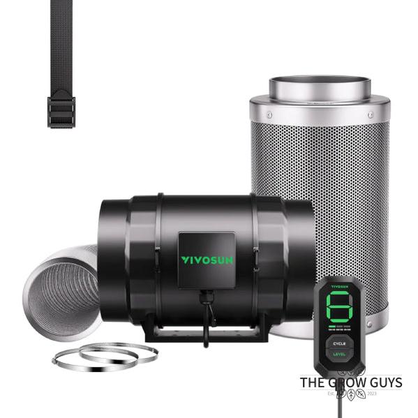 AeroZesh Smart Grow Tent Ventilation Kit by VIVOSUN - inline fan, carbon filter & controller system