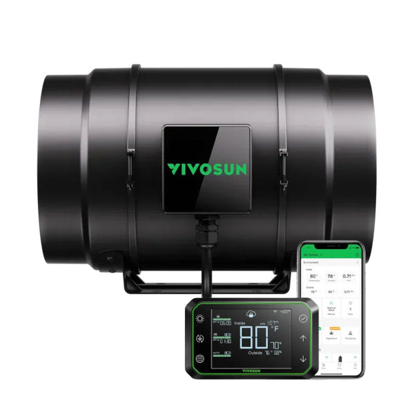 AeroZesh Inline Fan with E42A Controller by VIVOSUN - smart grow tent exhaust fan