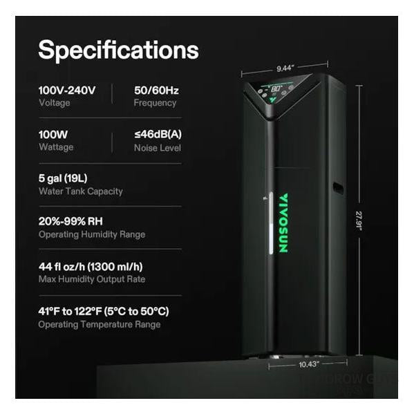 Aerostream H19 humidifier by Vivosun – smart ultrasonic climate control