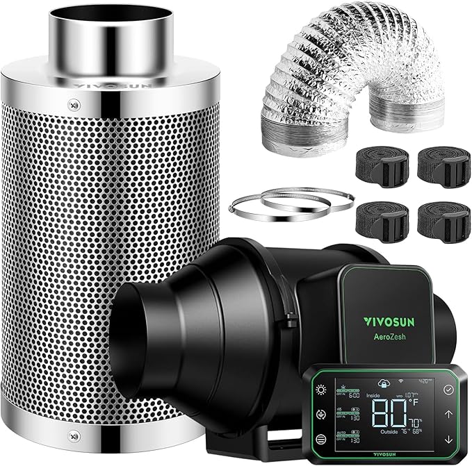 AeroZesh S4 Kit by VIVOSUN - Smart 4″ Fan, Filter & Controller