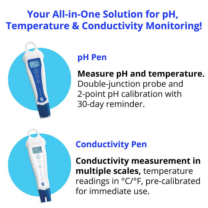 pH & Conductivity Starter Pack by Bluelab — Complete pH, EC & Temperature Testing Kit