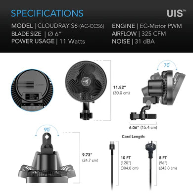 Cloudray Clip Fan by A/C Infinity