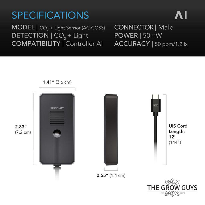 CO₂ + Light Sensor for Controller AI+ by AC Infinity – Smart Grow Optimiser