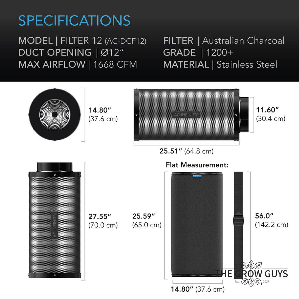 Carbon Filters by AC Infinity — Australian RC412 Charcoal, 4 to 12 Inch