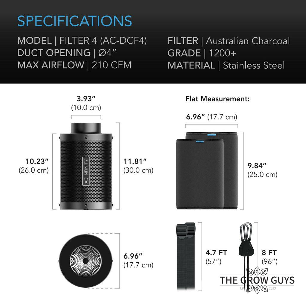 Carbon Filters by AC Infinity — Australian RC412 Charcoal, 4 to 12 Inch
