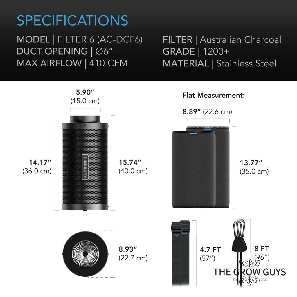 Carbon Filters by AC Infinity — Australian RC412 Charcoal, 4 to 12 Inch