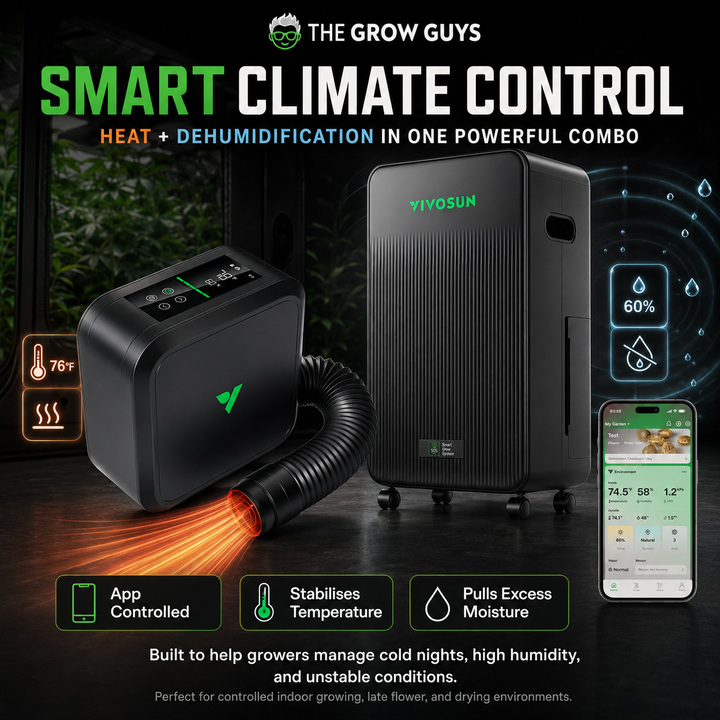 VIVOSUN Smart Climate Control Combo — AeroFlux 700W Heater + AeroDrain D12 Dehumidifier