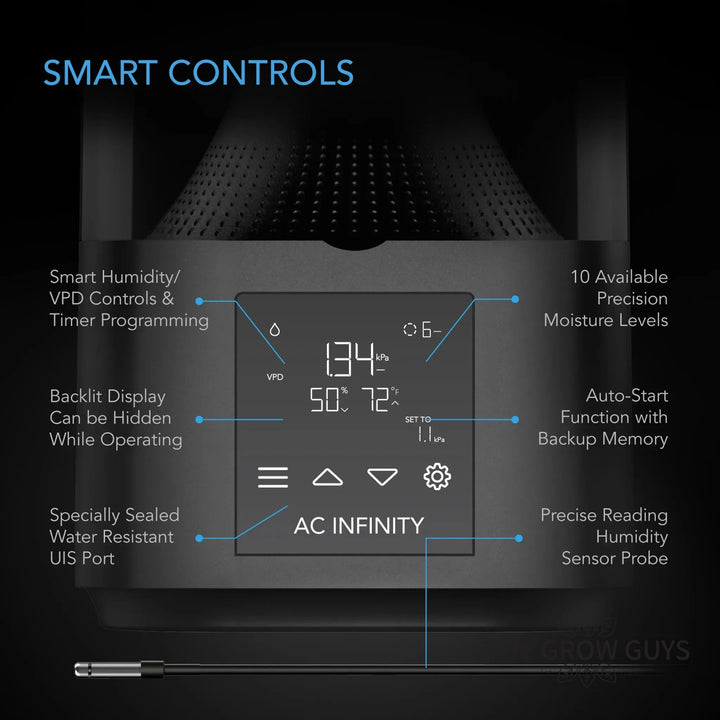 Cloudforge T3 V2 by AC Infinity — Compact UIS Smart Humidifier for Grow Tents